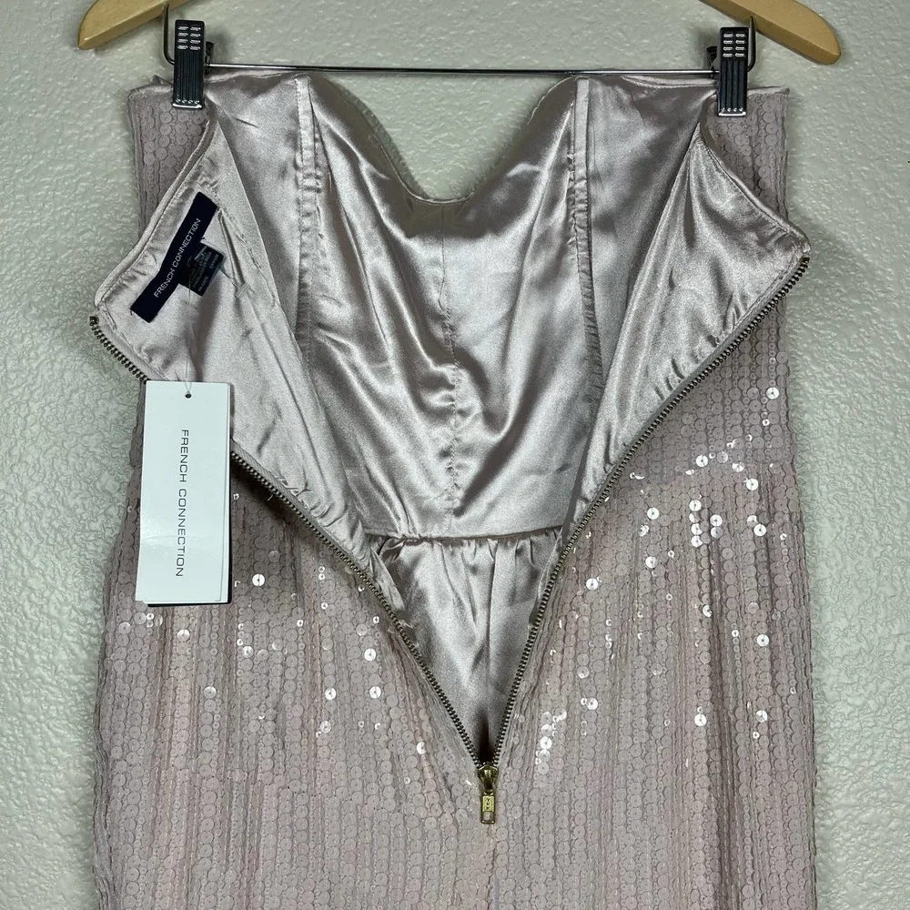 French‎ Connection Spicey Sequin Strapless Mini Dress Grey/Pink Spicy Size 8